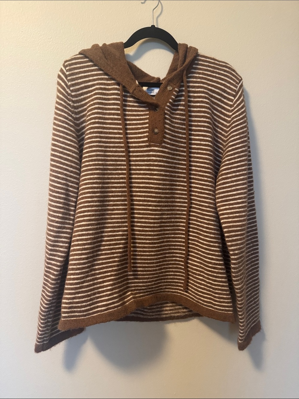 NWT Bluivy Brown and White Striped Hooded Sweater